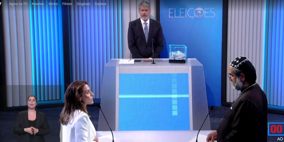 Padre Kelmon (PTB) declarou que “todos aqui precisam de catequese", referindo-se aos candidatos à presidência que participaram do debate (TV Globo / Reprodução)