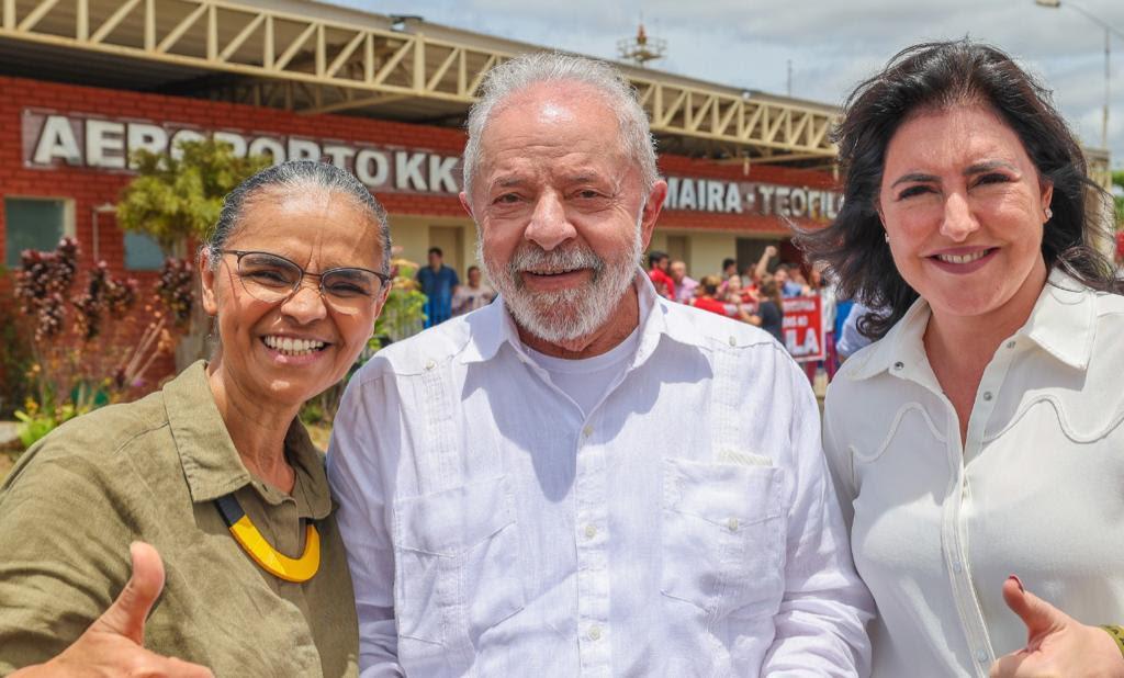 Lula está em Minas desde ontem com reforço de Marina Silva e Simone Tebet (RICARDO STUCKERT/Divulgação)