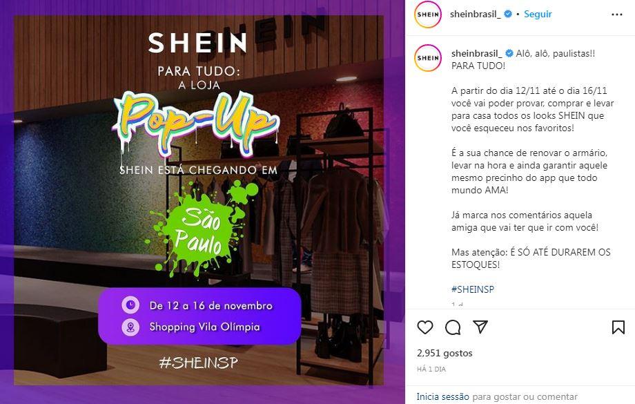 Shein vai ter loja física temporária em Belo Horizonte; confira