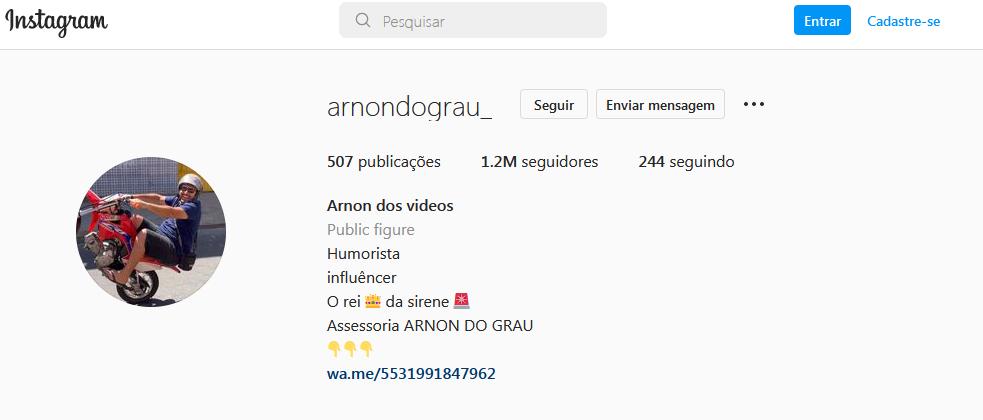 Arnon estava preso temporariamente, no Centro de Remanejamento do Sistema Prisional (Ceresp) Gameleira, na Região Oeste de BH, desde 7 de novembro (Reprodução Instagram)