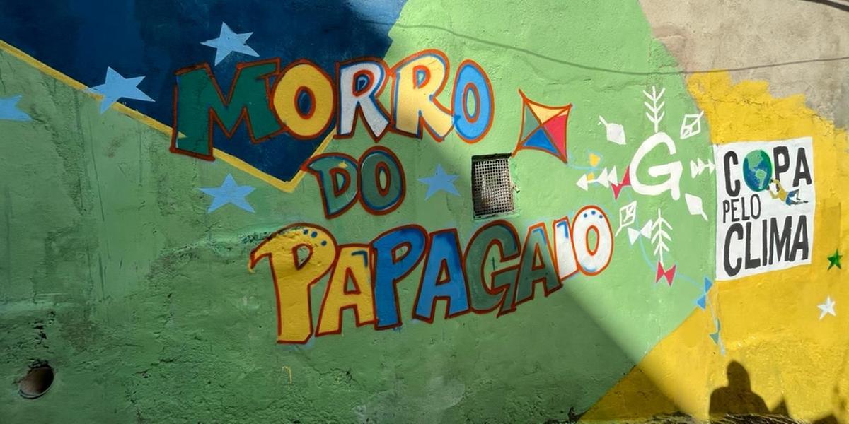 Morro do Papagaio, em BH, ganhou as cores do Brasil na torcida pela Copa do Mundo, sem esquecer a consciência ambiental (Arthur Lage / Hoje em Dia)