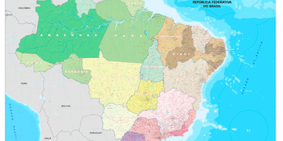 O IBGE divulgou nesta segunda a versão 2021 do Mapa Político do Brasil (IBGE / Divugação)