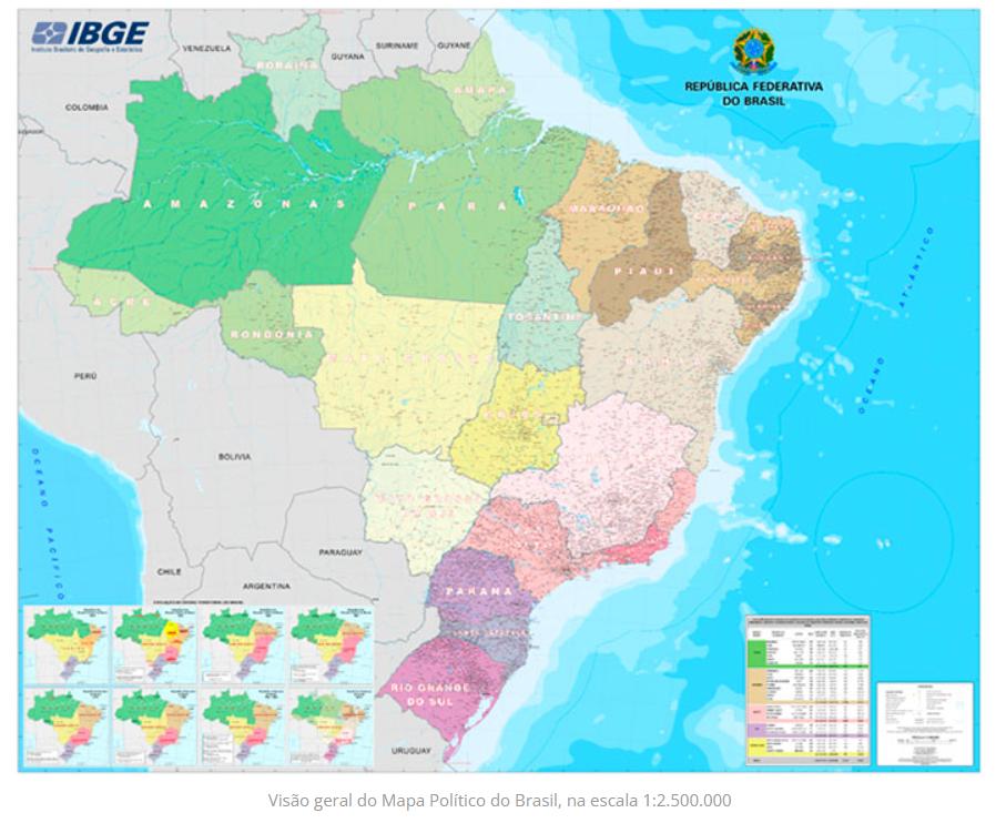 Mapa do Brasil: regiões, estados e capitais 