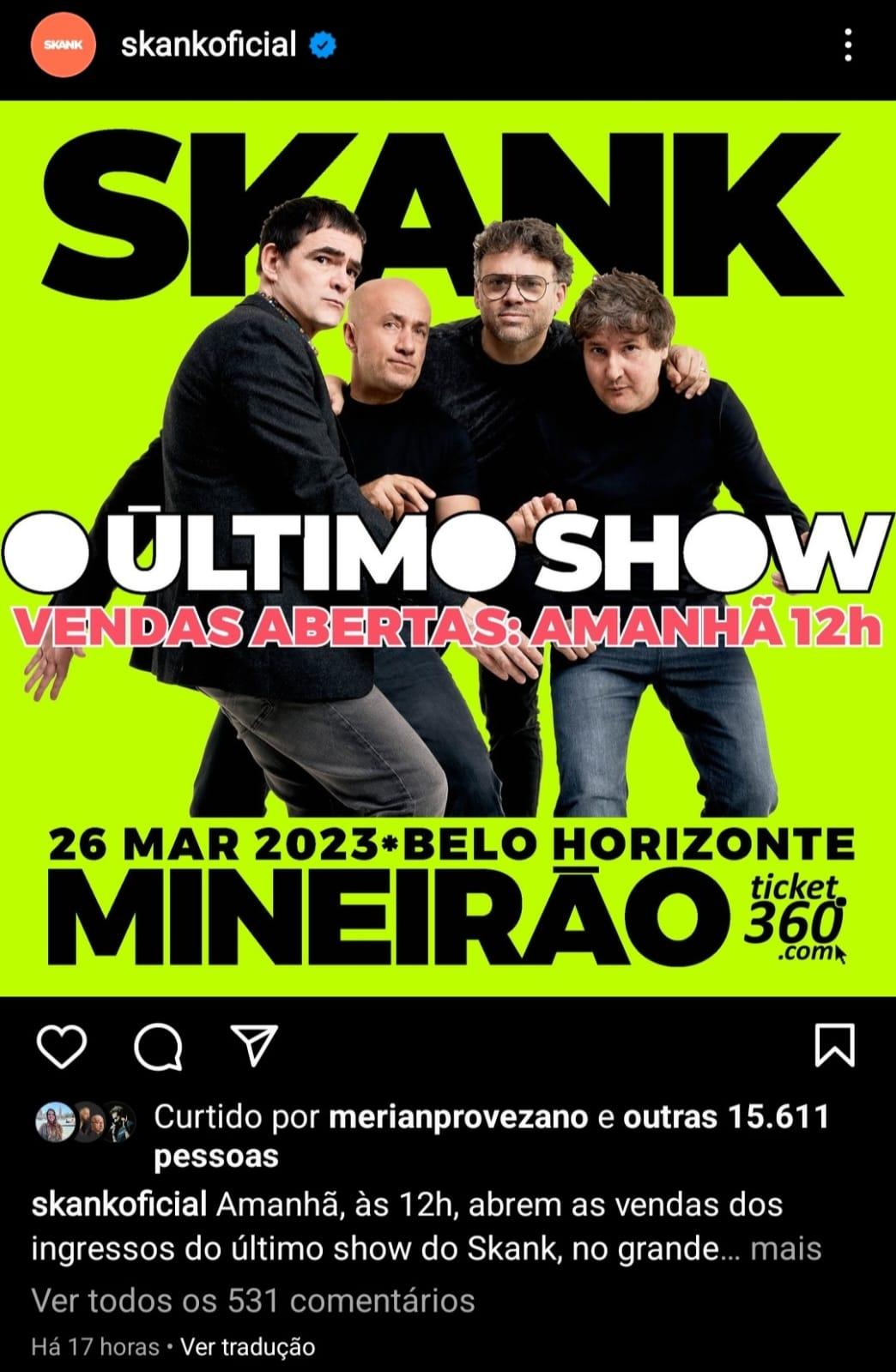 Começa a venda de ingressos do último show da banda mineira Skank