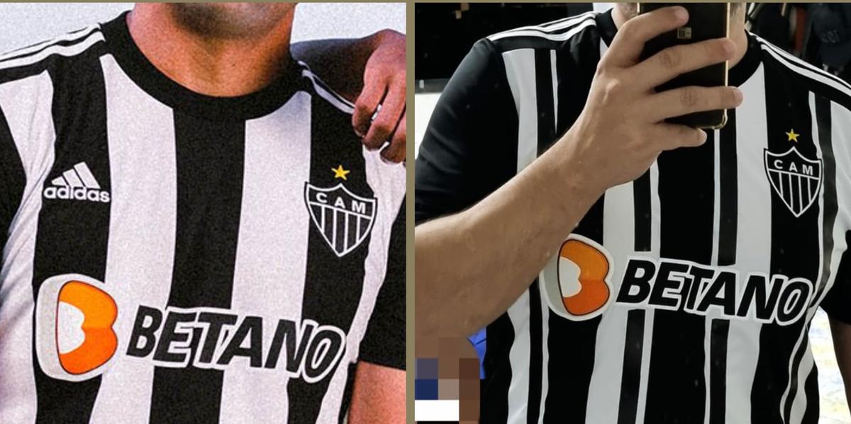 Camisa atual e a nova tem detalhes parecidos (Pedro Souza/Atlético - Reprodução/Redes Sociais)