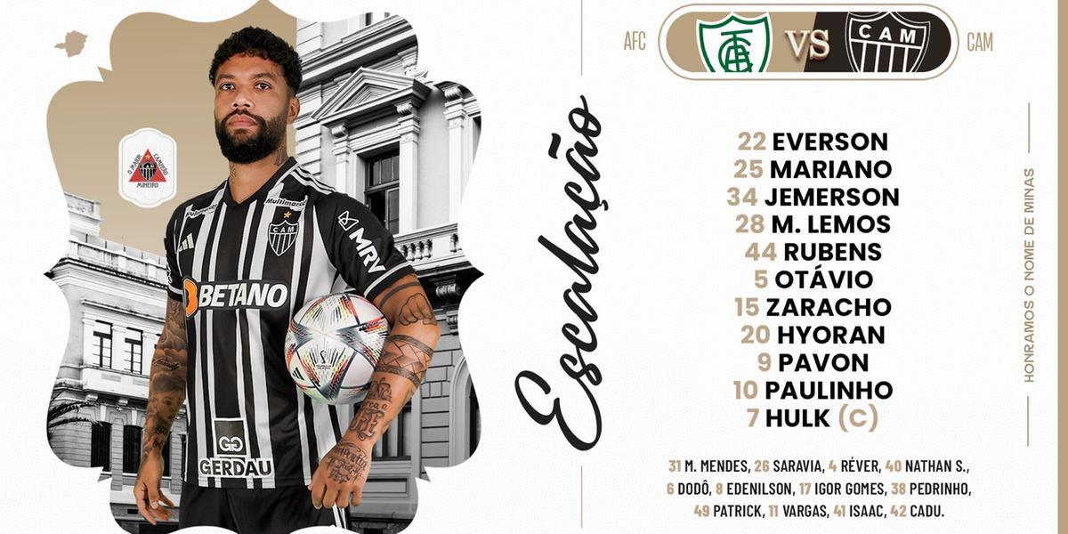 Galo definido para primeiro jogo da final do Mineiro contra o América (Reprodução / Twitter Atlético)