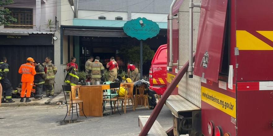 Incêndio na doceria O Segredo de Luiza, em Contagem. (CBMG)