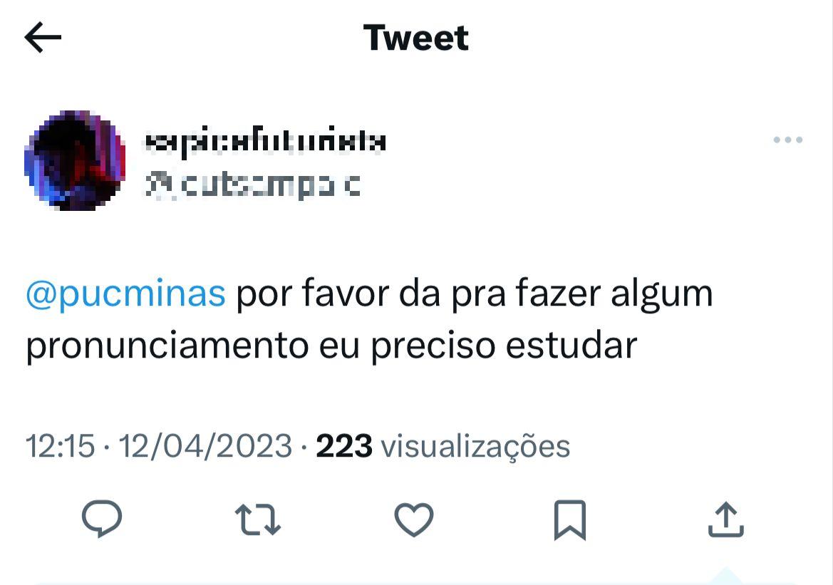 Aluno cobra da universidade um posicionamento (Reprodução redes sociais)