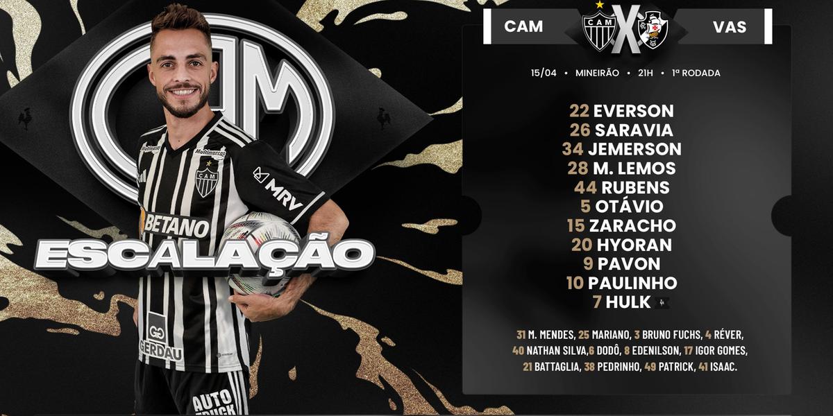 Galo definido para  a estreia no Brasileirão (Reprodução / Twitter Atlético)