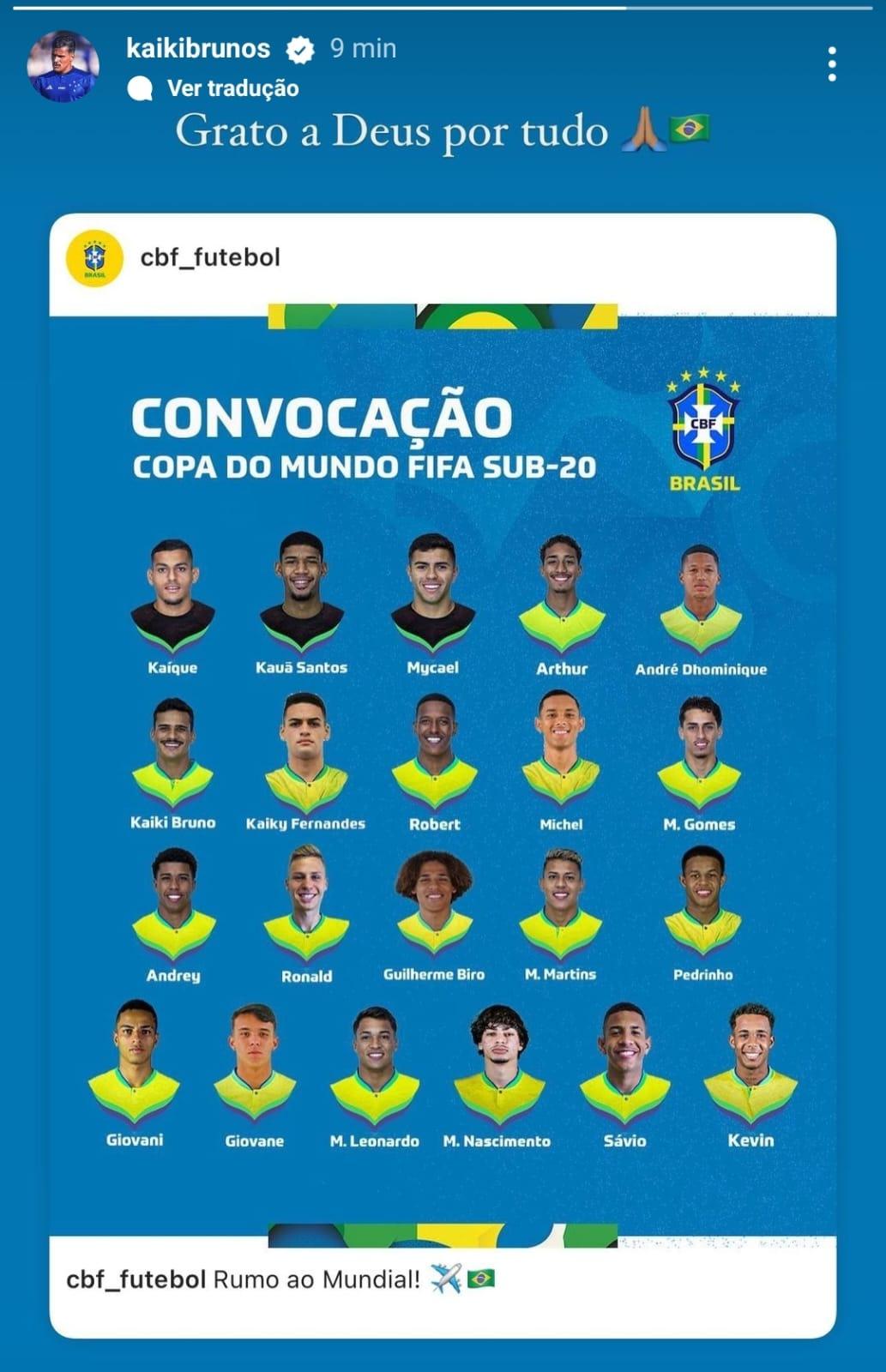 Kaki agradece oportunidade de vestir a camisa do Brasil em um Mundial (Reprodução / Instagram Kaiki)