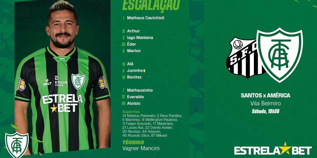 América definido para encarar o Santos na Vila Belmiro (Reprodução / Twitter América)