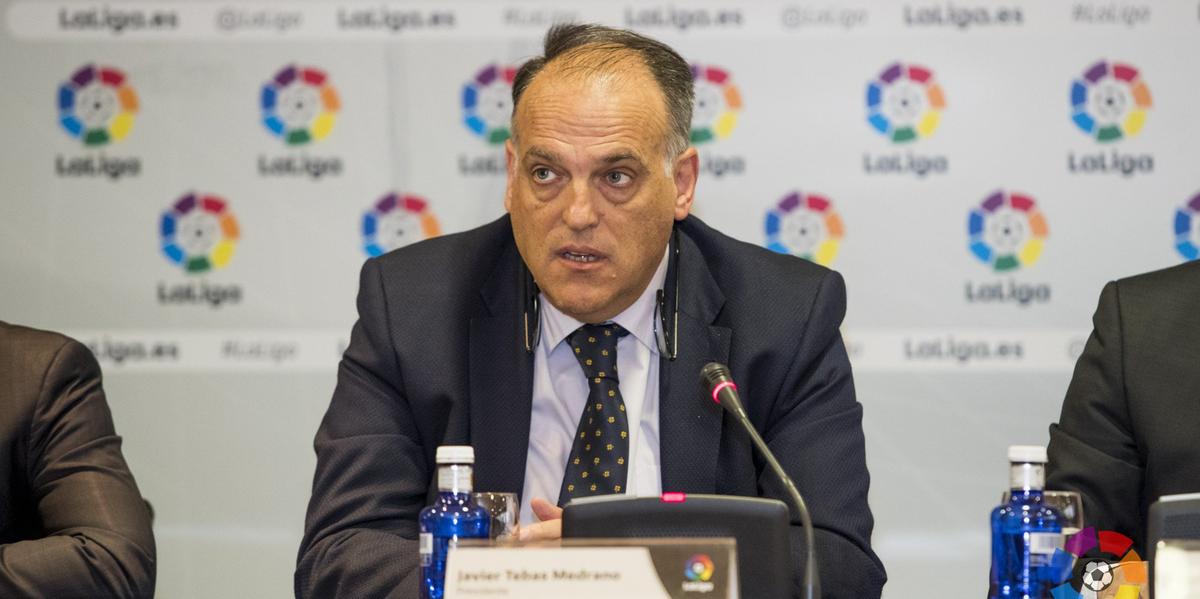 Presidente da La Liga, Javier tebas atacou Vini Jr. após as ofensas racistas que o brasileiro sofreu na Espanha (Divulgação/LaLiga)