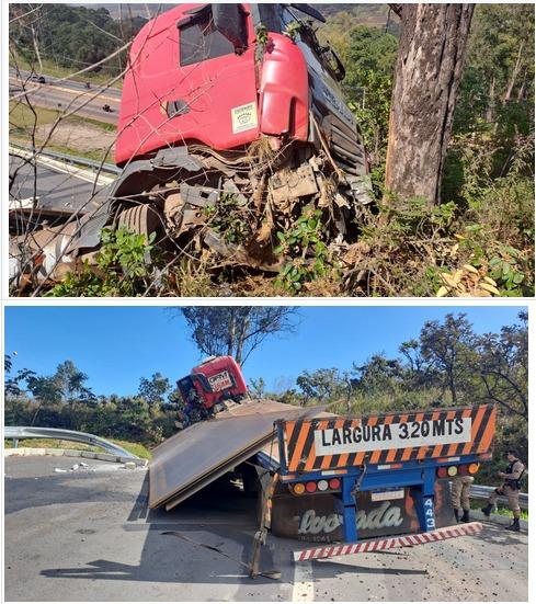 Caminhão utilizou área de escape do Anel Rodoviário neste domingo (Reprodução/ BH Trans)