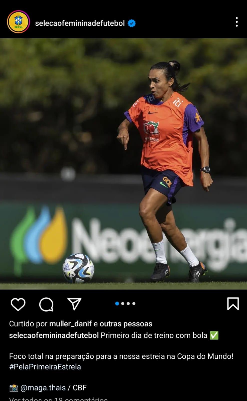 Brasil inicia trabalhos visando a estreia na Copa do Mundo (Reprodução / Instagram Seleção Brasileira Feminina)