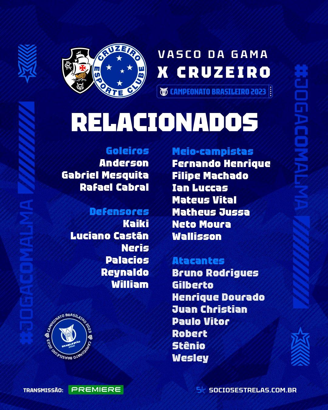 Relacionados para o jogo contra o Vasco (Divulgação / Cruzeiro)