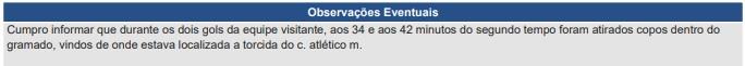 Súmula da derrota do Atlético no Independência, por 2 a 1, contra o Flamengo (Reprodução/ Site CBF)