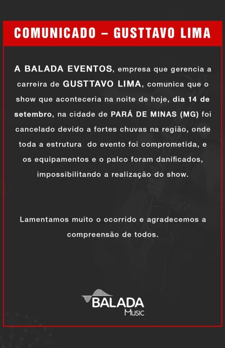 POLÊMICA! Gustavo Lima tem show cancelado após nota de repúdio de