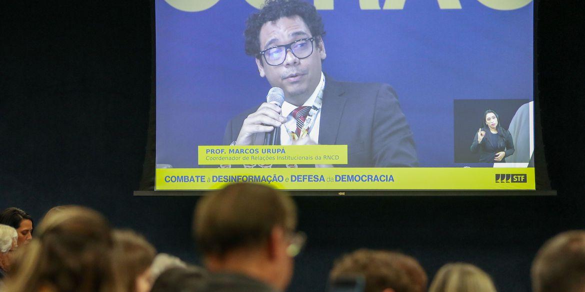 Brasília, DF 15/09/2023 O Prof. Marcos Urupá,  coordenador de Relações Institucionais da RNCD, fala no seminário Combate à Desinformação e Defesa da Democracia termina nesta sexta-feira (15), no STF (Fabio Rodrigues-Pozzebom / Agência Brasil)