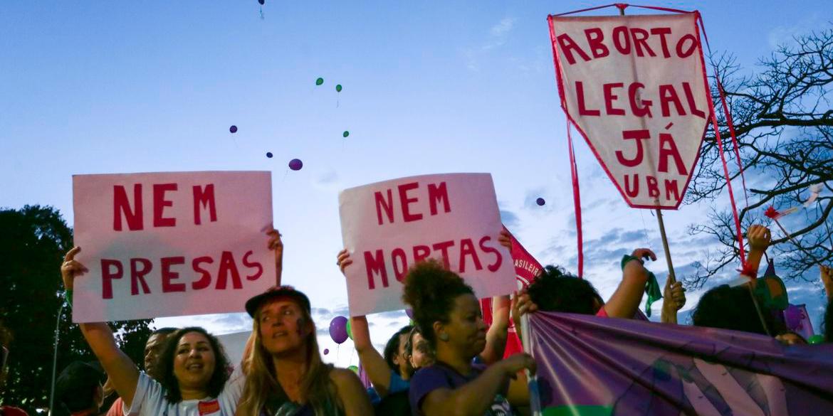 Participantes do Festival Pela Vida das Mulheres caminham do Museu Nacional da República até o Supremo Tribunal Federal (STF). Em frente à Corte, as ativistas fizeram um ato em defesa da descriminalização do aborto (Fabio Rodrigues Pozzebom/Agência Brasil)