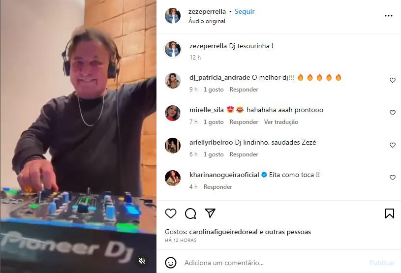 Perrella recebe eleogios como DJ (Reprodução / Instagram Zezé Perrella)