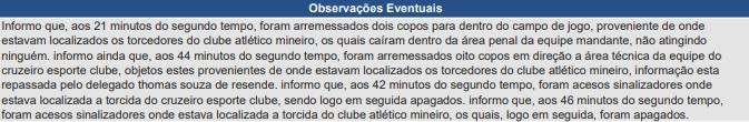 Atlético pode receber punição após o clássico (Reprodução / CBF)