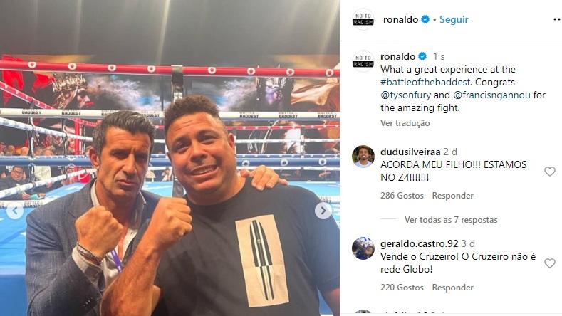 Ronaldo é cobrado nas redes sociais pela torcida do Cruzeiro (Reprodução / Instagram Ronaldo Fenômeno)