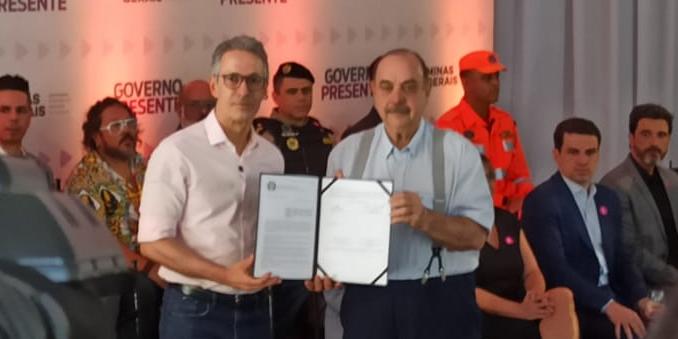 Governador de Minas e prefeito de BH durante evento durante o qual foram anunciadas novidades para o Carnaval de BH (Raquel Gontijo / Hoje em Dia)