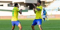 Marlon Gomes e Aleksander comemorando o gol de empate do Brasil contra o Equador (Joilson Marconne/CBF)