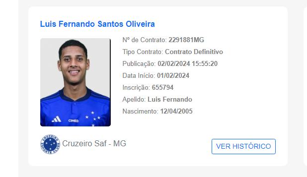 Fernando tem o nome publicado no BID (Reprodução/ CBF)