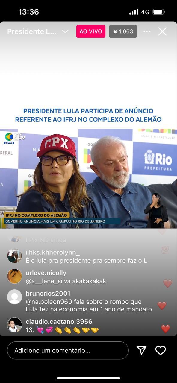 No momento em que era esperado na capital, Lula ainda estava em uma agenda no Rio (Reprodução/ redes sociais)